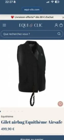 AIR BAG Equithème Taille XS femme