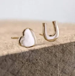 Boucles d'oreille cœur et fer à cheval - Ponytail & Co