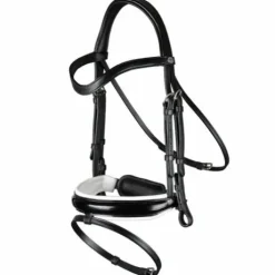 Bridon avec double muserolle large vernie blanc Working Collection - Dy'on