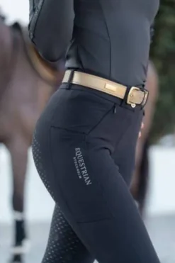 Ceinture Prime Belt Noir et Or - Equestrian Stockholm