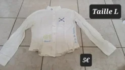 Chemise blanche manche longue avec dessin taille L