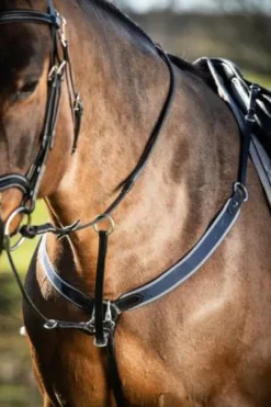 Collier de chasse élastique avec martingale noir / marine HFI