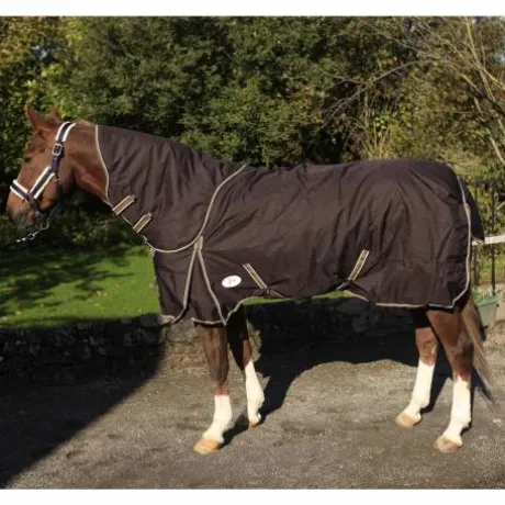 Couverture shetland imperméable 600d 200gr avec encolure amovible brun/beige - J