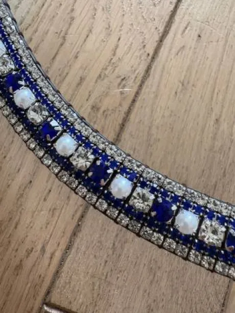Frontal à strass bleu et blanc