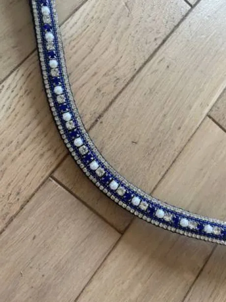 Frontal à strass bleu et blanc