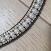 Frontal en perles et strass blancs