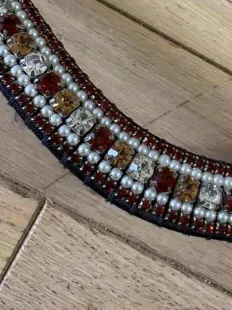 Frontal en strass cognac et perles