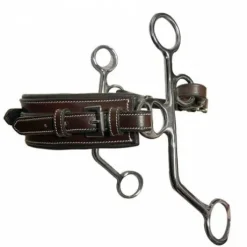 Hackamore cuir branches longues nez rectangle - Jump'in - Cuir havane