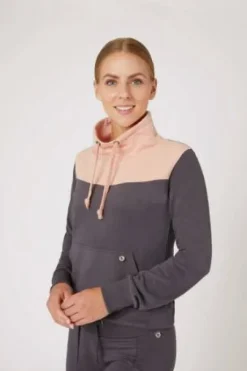 Hoodie jade rose et gris Horze