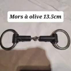 Mors à olive avec caoutchouc noir simple brisure 13,5cm
