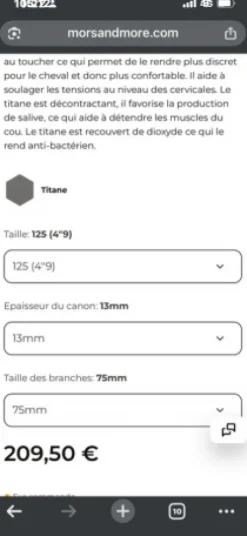 Mors pelham comfy simple brisure bomber 125