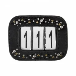 Numéros de concours cuir 3 strass - Horka