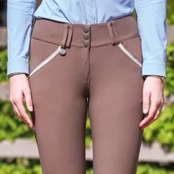 Pantalon d'équitation dame Sofia Grège - Jump'In - Tissu SOFT TEX