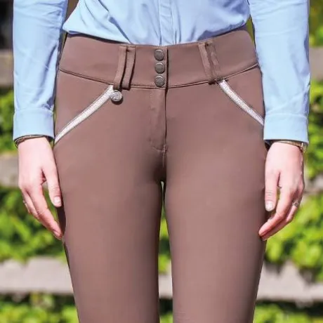 Pantalon d'équitation dame Sofia Grège - Jump'In - Tissu SOFT TEX