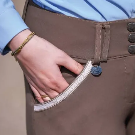 Pantalon d'équitation dame Sofia Grège - Jump'In - Tissu SOFT TEX