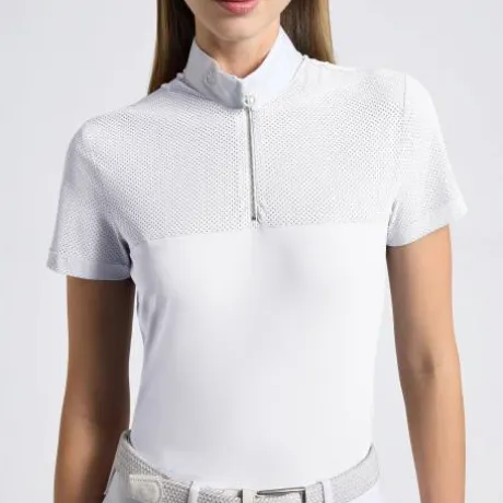 Polo de compétition Jersey zip Blanc - CAVALLERIA TOSCANA