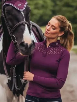 Polo de concours Champion Top Purple White - Equestrian Stockholm