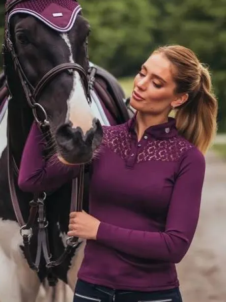 Polo de concours Champion Top Purple White - Equestrian Stockholm