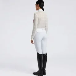 Polo de concours manches longues Sheer Jacquard Rose - CAVALLERIA TOSCANA