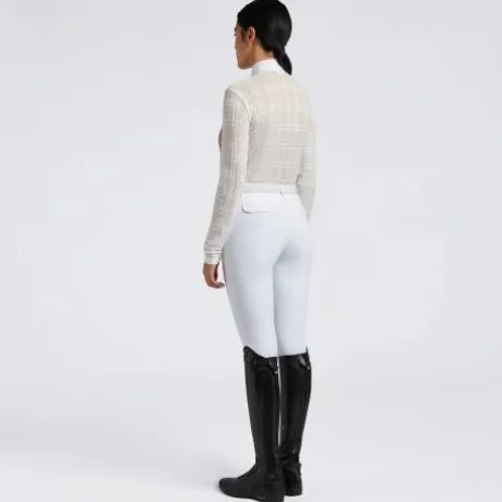 Polo de concours manches longues Sheer Jacquard Rose - CAVALLERIA TOSCANA