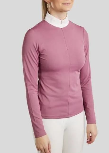 Polo de concours manches longues Mocha - Montar - Cristaux holographiques