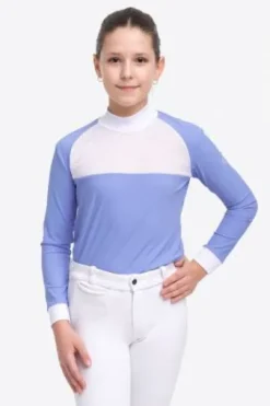 Polo de concours équestre BABY BLUE MESH KIDS - Cavalliera - Manches longues