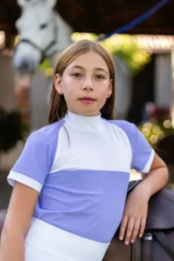Polo de concours équestre BABY BLUE MESH KIDS - Cavalliera - Manches courtes
