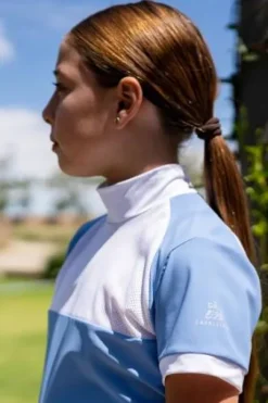 Polo de concours équestre BABY BLUE MESH KIDS - Cavalliera - Manches courtes