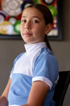 Polo de concours équestre BABY BLUE MESH KIDS - Cavalliera - Manches courtes