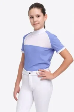 Polo de concours équestre BABY BLUE MESH KIDS - Cavalliera - Manches courtes