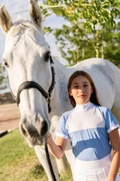 Polo de concours équestre BABY BLUE MESH KIDS - Cavalliera - Manches courtes
