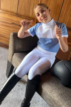 Polo de concours équestre BABY BLUE MESH KIDS - Cavalliera - Manches courtes