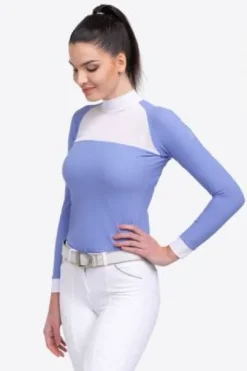 Polo de concours équestre BABY BLUE MESH - Cavalliera - Manches longues