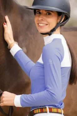 Polo de concours équestre BABY BLUE MESH - Cavalliera - Manches longues