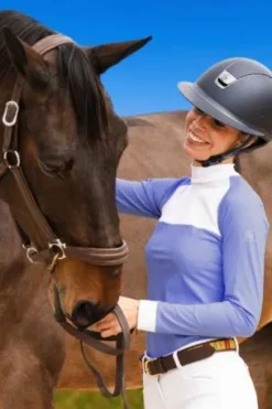 Polo de concours équestre BABY BLUE MESH - Cavalliera - Manches longues