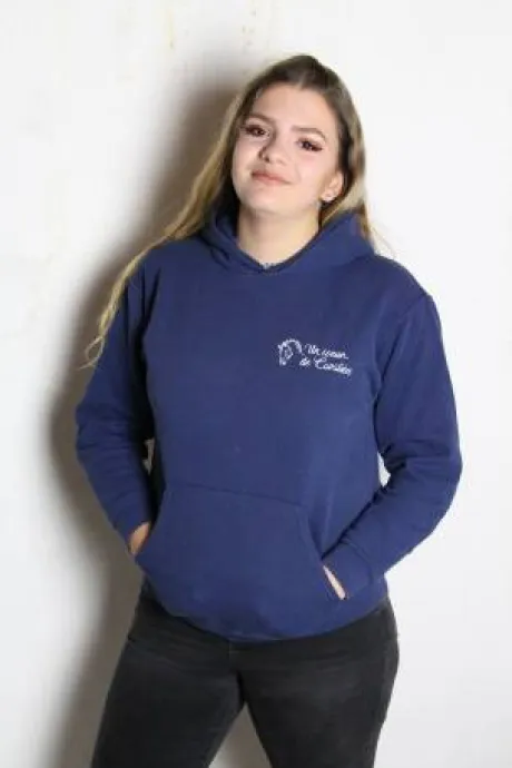 Sweat à capuche Un Coeur de Cavalière Marine Enfant
