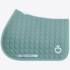 Tapis de selle circle quilted vert menthe - Cavalleria toscana - coton 3d