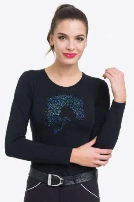 T-shirt manches longues Multicolor avec décoration cheval - Cavalliera