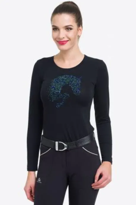T-shirt manches longues Multicolor avec décoration cheval - Cavalliera