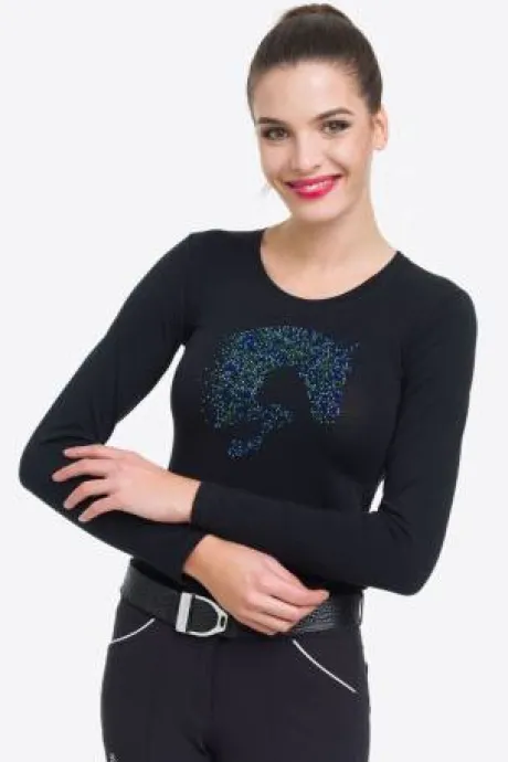 T-shirt manches longues Multicolor avec décoration cheval - Cavalliera