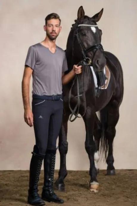 T-shirt équitation manches courtes V-Neck - Cavalliera - Tissu technique