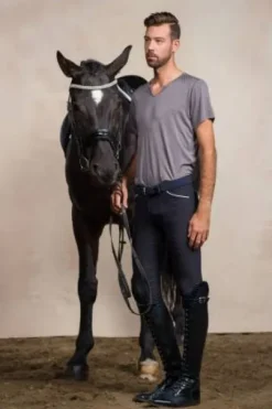 T-shirt équitation manches courtes V-Neck - Cavalliera - Tissu technique