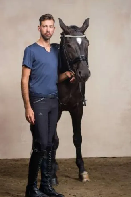 T-shirt équitation manches courtes V-Neck - Cavalliera - Tissu technique