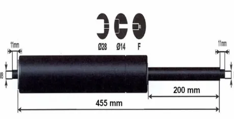 Vérin à gaz - 1500n - entraxe 500mm