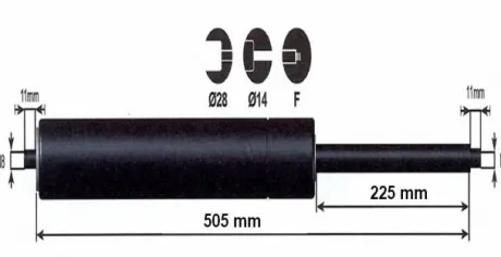 Vérin à gaz 1500n - entraxe 550mm